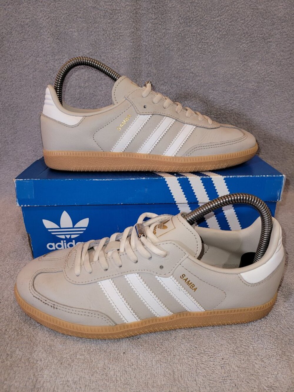 Adidas Samba Big Kid's Size 5.5 Beige White Tan Gum Sneakers JQ2853 (#1997)